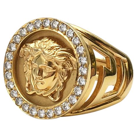 versace gold ring stainless steel 18|medusa 18k gold ring.